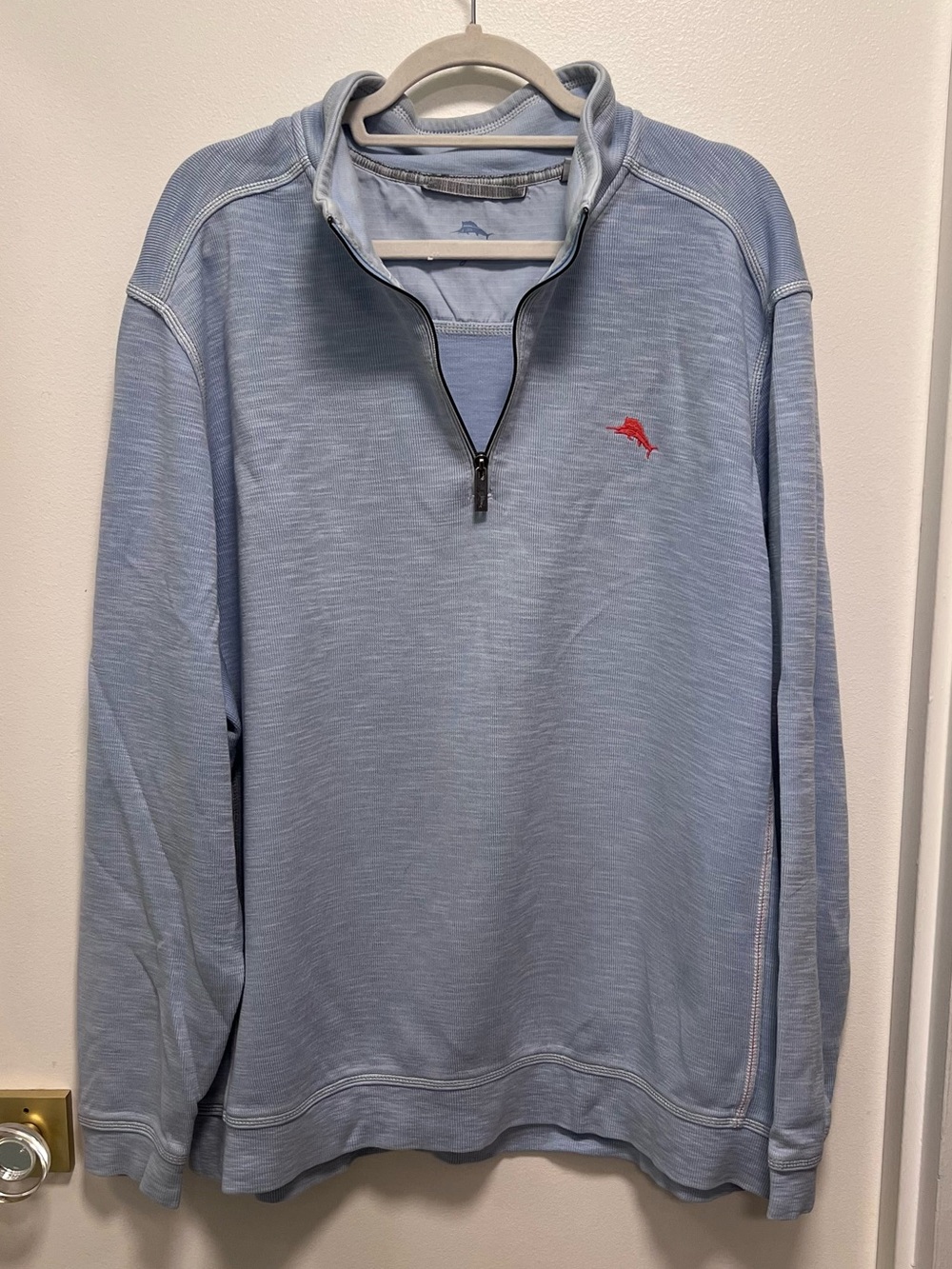 Tommy Bahama Light Blue Quarter-Zip Sweatshirt, XXL